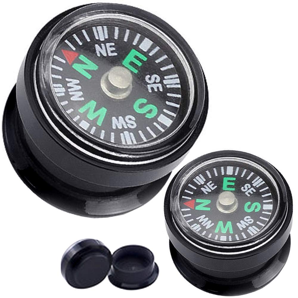 0G 00G Ear Plugs & Tunnels - Wood & Steel Double Flared Tapers for Ear Stretching (9/16