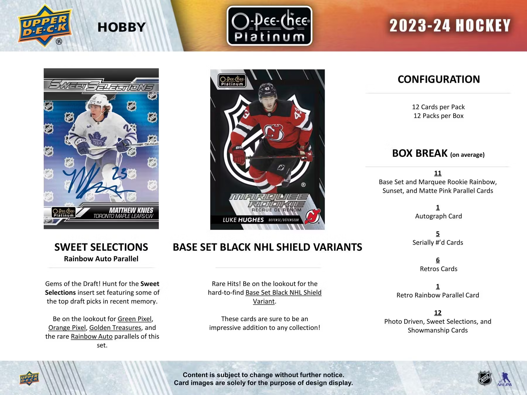 2023-24 Upper Deck O-Pee-Chee Platinum Hockey Hobby Box - Collectible Trading Cards for NHL Fans & Sports Memorabilia Collectors - Perfect for Gifts, Investments, and Game Room Displays