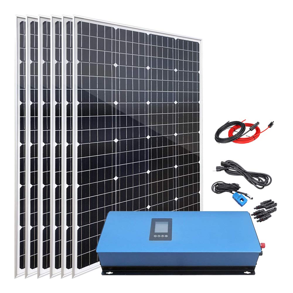 720W Grid-Tied Solar Panel System Kit - 6x 120W Monocrystalline Panels with 2000W MPPT Inverter for Home Energy Savings | Perfect for Residential Solar Power Generation & Off-Grid Backup