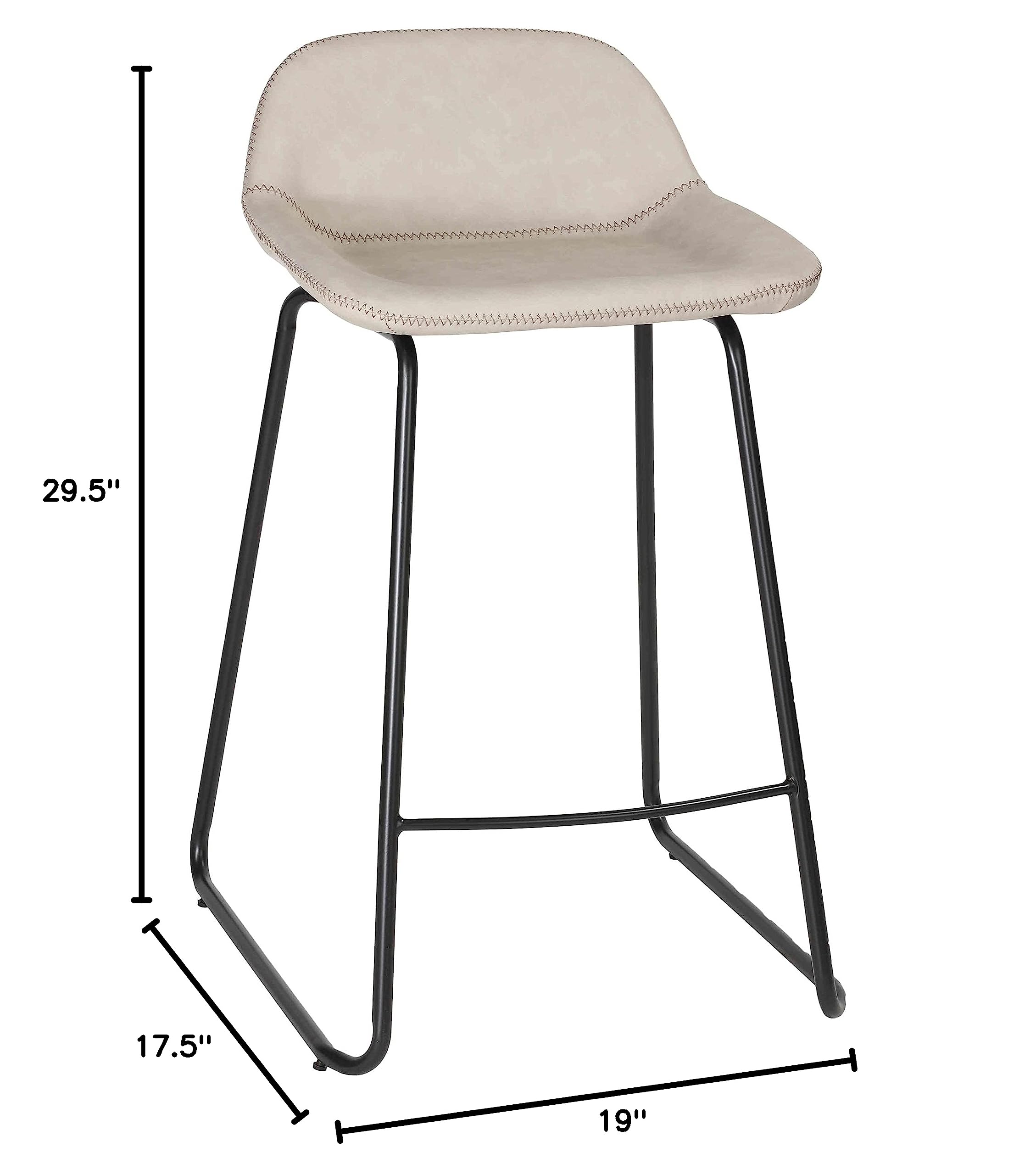 Cortesi Home Ava Counter Stools Set of 2 - Modern Grey Bar Stools for Kitchen Island, Breakfast Bar & Dining Counter - Adjustable Height & Comfortable Seating