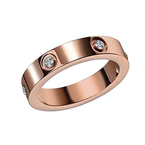 18K Rose Gold Plated Cubic Zirconia Stainless Steel Promise Ring - Love & Friendship Wedding Band Jewelry for Women - Perfect Birthday Gift (Size 8) | Ideal for Anniversaries, Engagements & Special Occasions