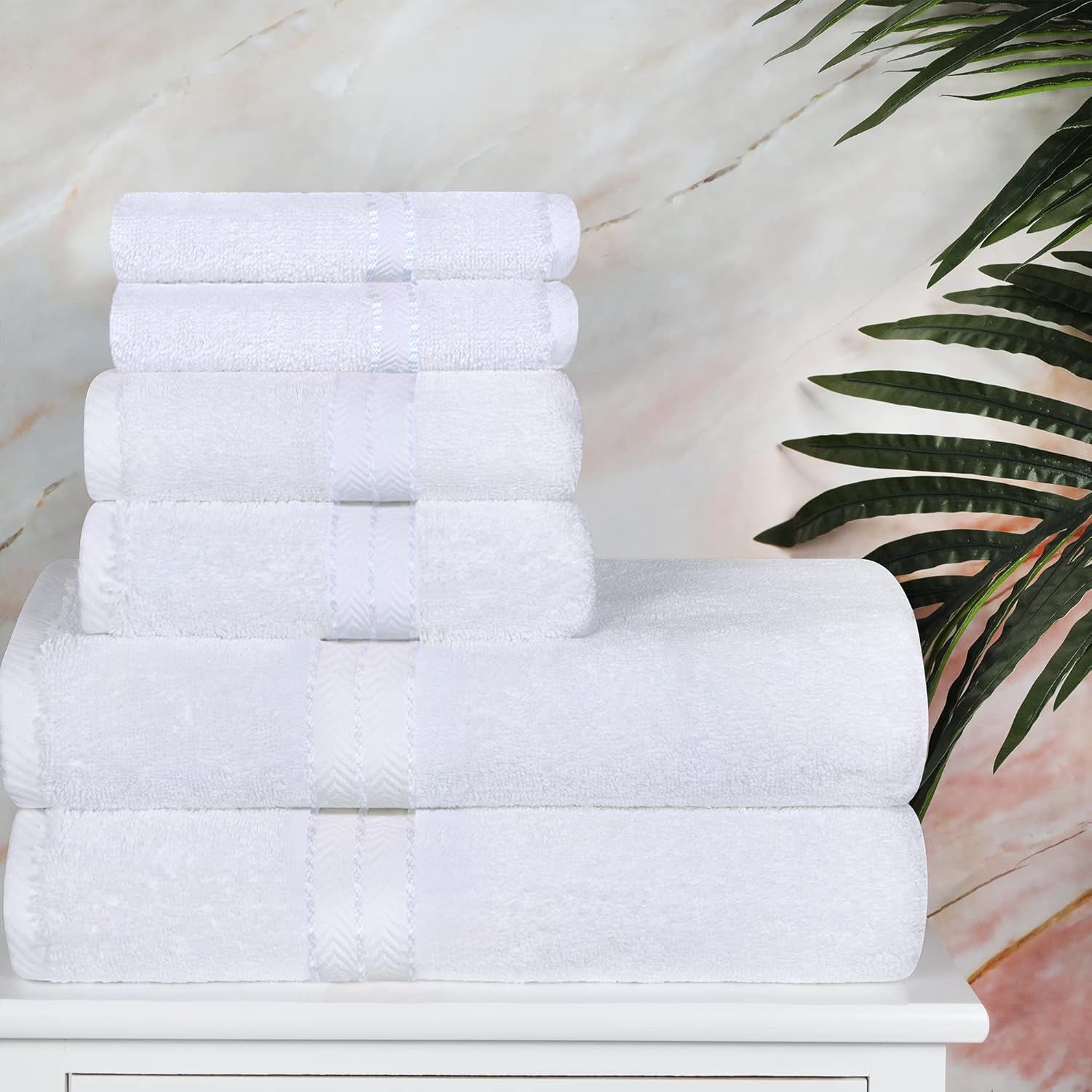 Premium 6-Piece Turkish Cotton Bath Towel Set - Ultra Soft, Highly Absorbent & Quick-Drying - Luxury Spa, Bathroom & Beach Essentials for Home & Travel