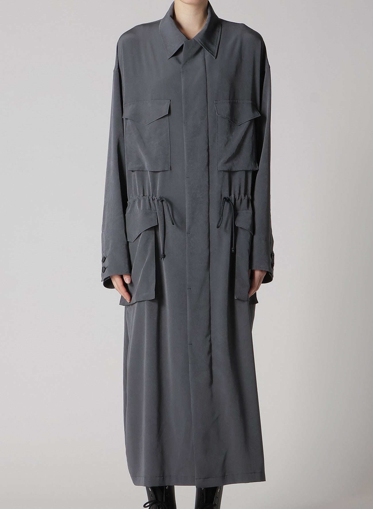 Elegant Crepe de Chine Long Dress with 4 Pockets - Flowy Women's Maxi Dress for Casual Wear, Office & Special Occasions