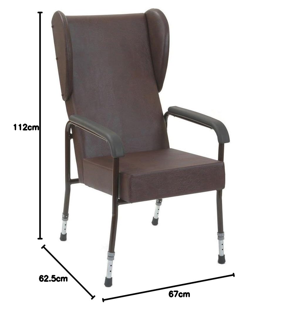 NRS Healthcare High Back Chair with Wings - Adjustable Height Ergonomic Office Chair with Padded Seat & Lumbar Support for Back Pain Relief - Perfect for Home Office, Gaming & Computer Workstations