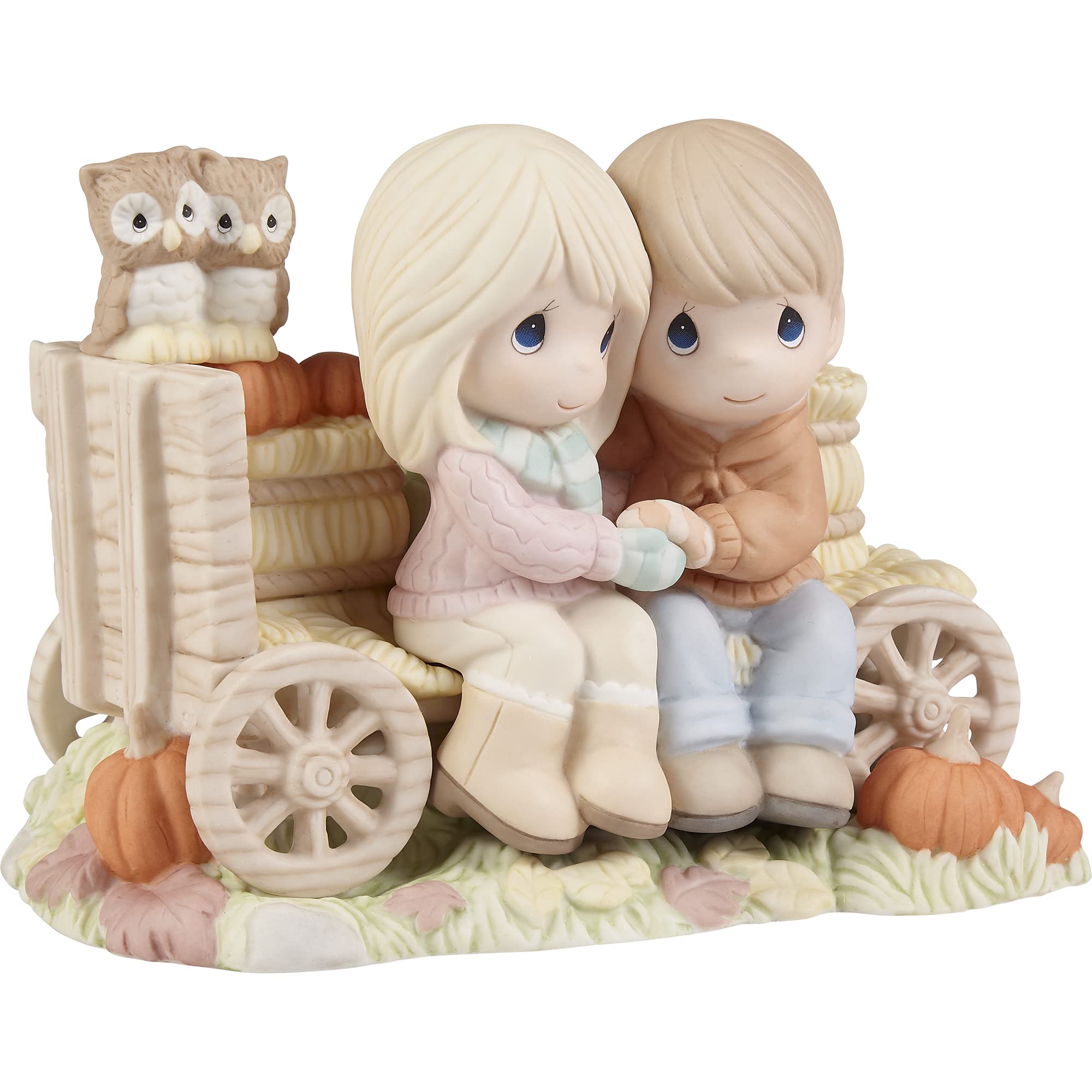 Precious Moments 221022 Falling Into Fun with The One I Love Limited Edition Bisque Porcelain Figurine - Romantic Gift for Couples, Anniversary Present, Home Decor for Valentine's Day