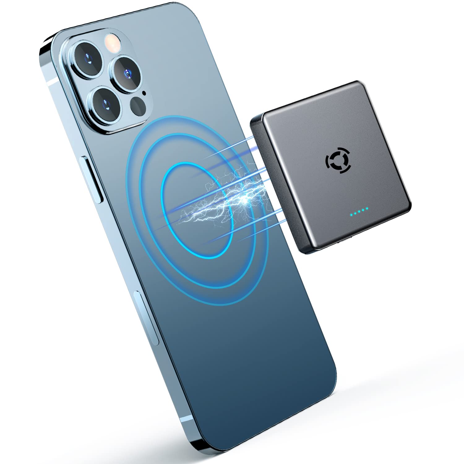 Zukakii 5000mAh Magnetic Wireless Power Bank - 15W/20W Fast Charging Portable Charger with USB-C & MagSafe, Compact External Battery Pack for iPhone 12/13/Mini/Pro Max - Perfect for Travel, Work & Outdoor Adventures