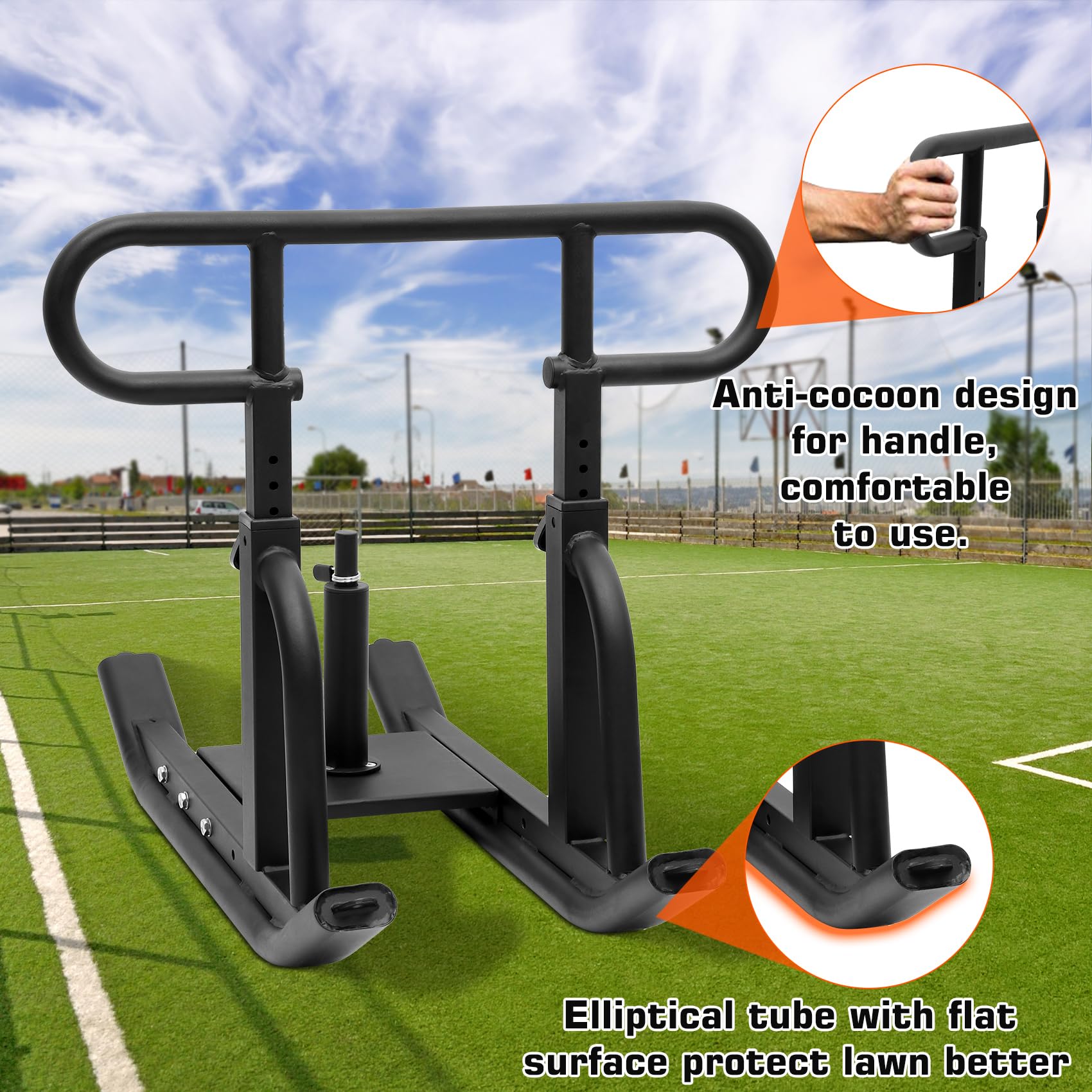**Adjustable Height Weight Training Sled - Heavy Duty Fitness Sled for Strength & Muscle Building - Compatible with 1