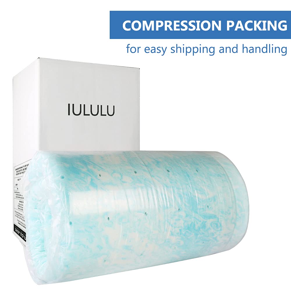 IULULU 3 Inch Cooling Gel Memory Foam Mattress Topper - King Size, Breathable & Hypoallergenic, Blue, Tear Resistant - Perfect for Back Pain Relief & Hot Sleepers, Bedroom Comfort Upgrade