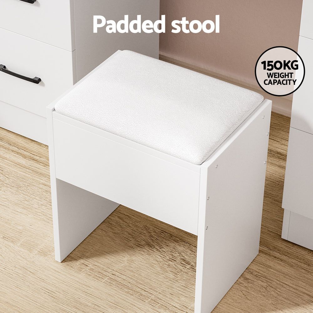 Artiss Vanity Dressing Table Set with Stool & 10 LED Bulbs - White Debbie Makeup Desk for Bedroom & Bathroom | Perfect for Makeup Application & Beauty Storage