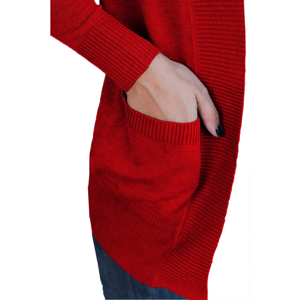 VOIANLIMO Women's Open Front Casual Long Sleeve Knit Cardigan Sweater with Pockets | Soft Comfortable Fall Winter Layering Piece for Office, Travel & Lounge Wear