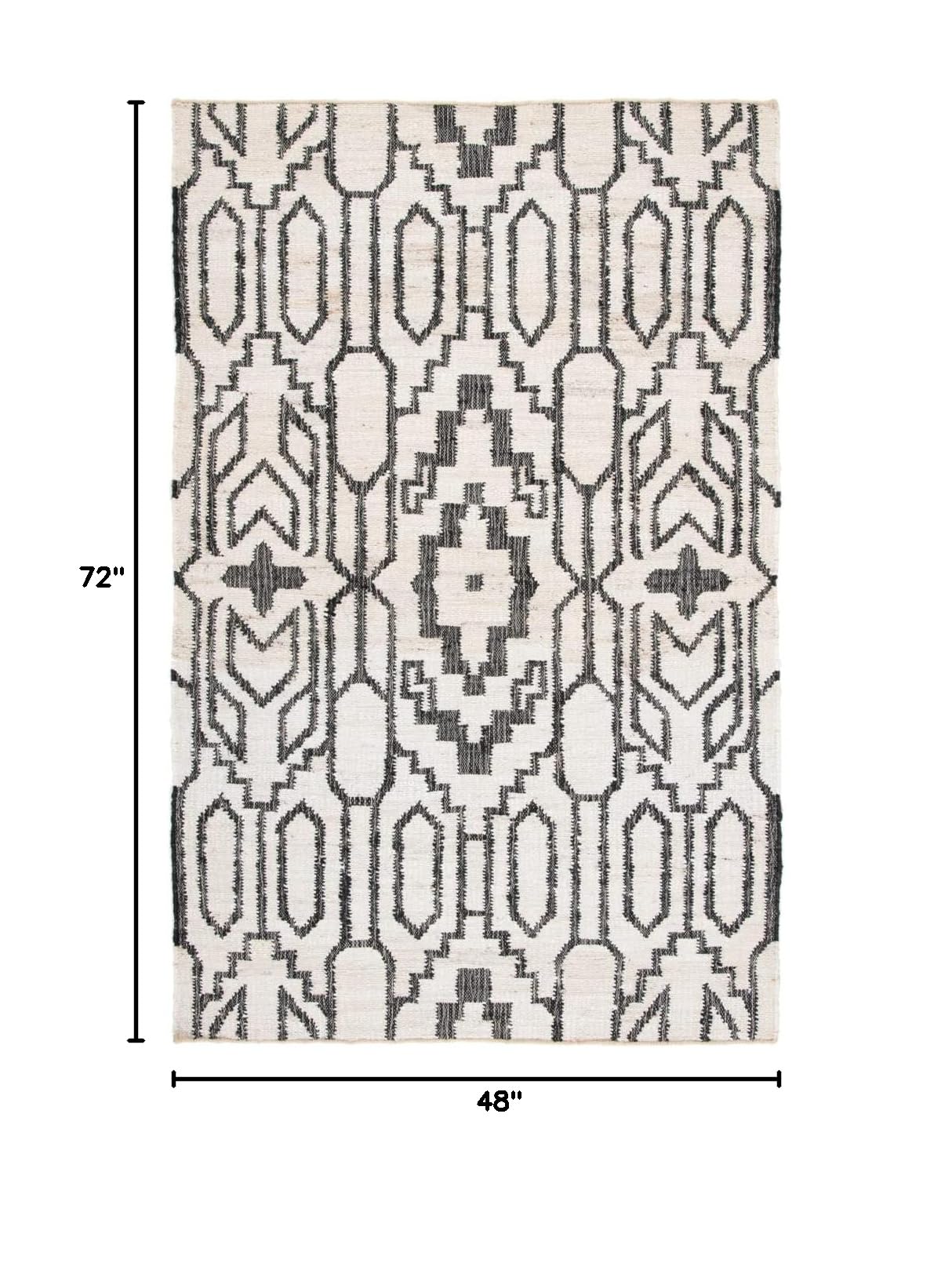 SAFAVIEH Handmade Jute Accent Rug 4' x 6' - Natural Fiber Collection in Ivory & Black | Durable & Stylish for High Traffic Areas | Perfect for Entryway, Living Room, Bedroom & Home Decor (NFB750A)