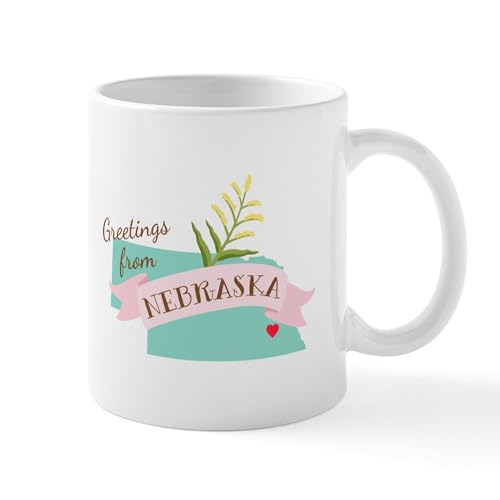 White - Nebraska State Outline Goldenrod Flower Greetings