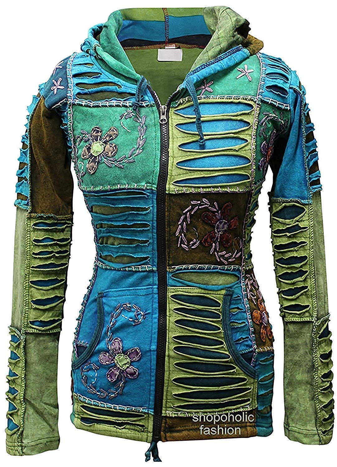 Women's Blue Embroidered Razor Cut Hoodie - Stylish & Comfortable Pullover for Casual Wear, Street Fashion & Outdoor Activities