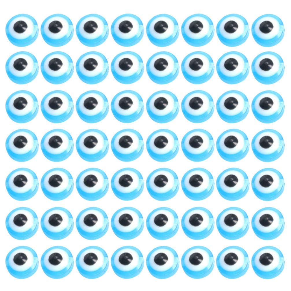 PRETYZOOM 100Pcs Sky Blue Evil Eye Charms - Turkish Nazar Boncuk Beads, Round Flatback Spacer Beads for DIY Jewelry Making, Bracelets & Necklaces - Protection Amulet for Home, Office & Travel