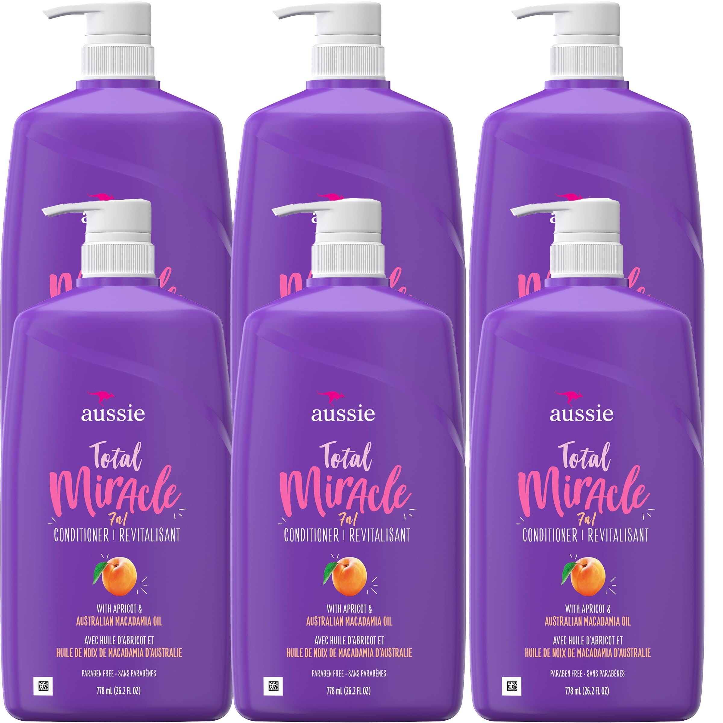 Aussie Miracle Moist Conditioner 26.2oz (778ml) - 6 Pack Bulk | Deep Hydration for Dry, Damaged Hair | Salon-Quality Hair Care for Daily Use & Professional Styling