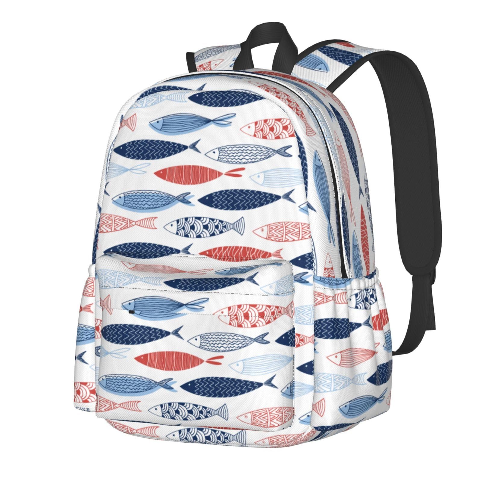 **Lightweight Ocean Fish Backpack - Waterproof School Bag for Kids, Teens & Adults - 16 Inch Laptop Daypack for Travel, Hiking & Daily Use**
