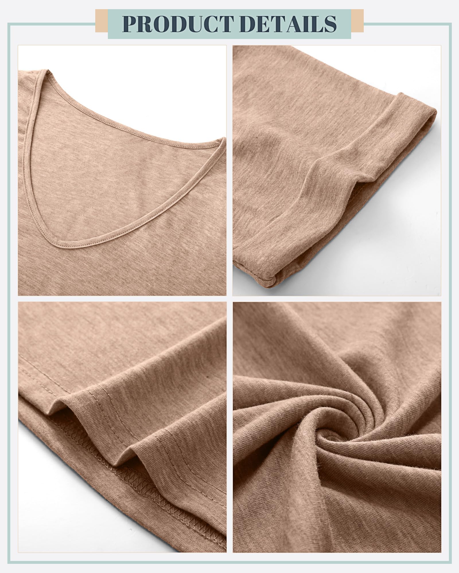 Riyiper 2 Pack Women's Deep V Neck Short Sleeve Casual T-Shirts - Loose Fit Solid Summer Tops for Women | Perfect for Beach, Vacation & Everyday Wear