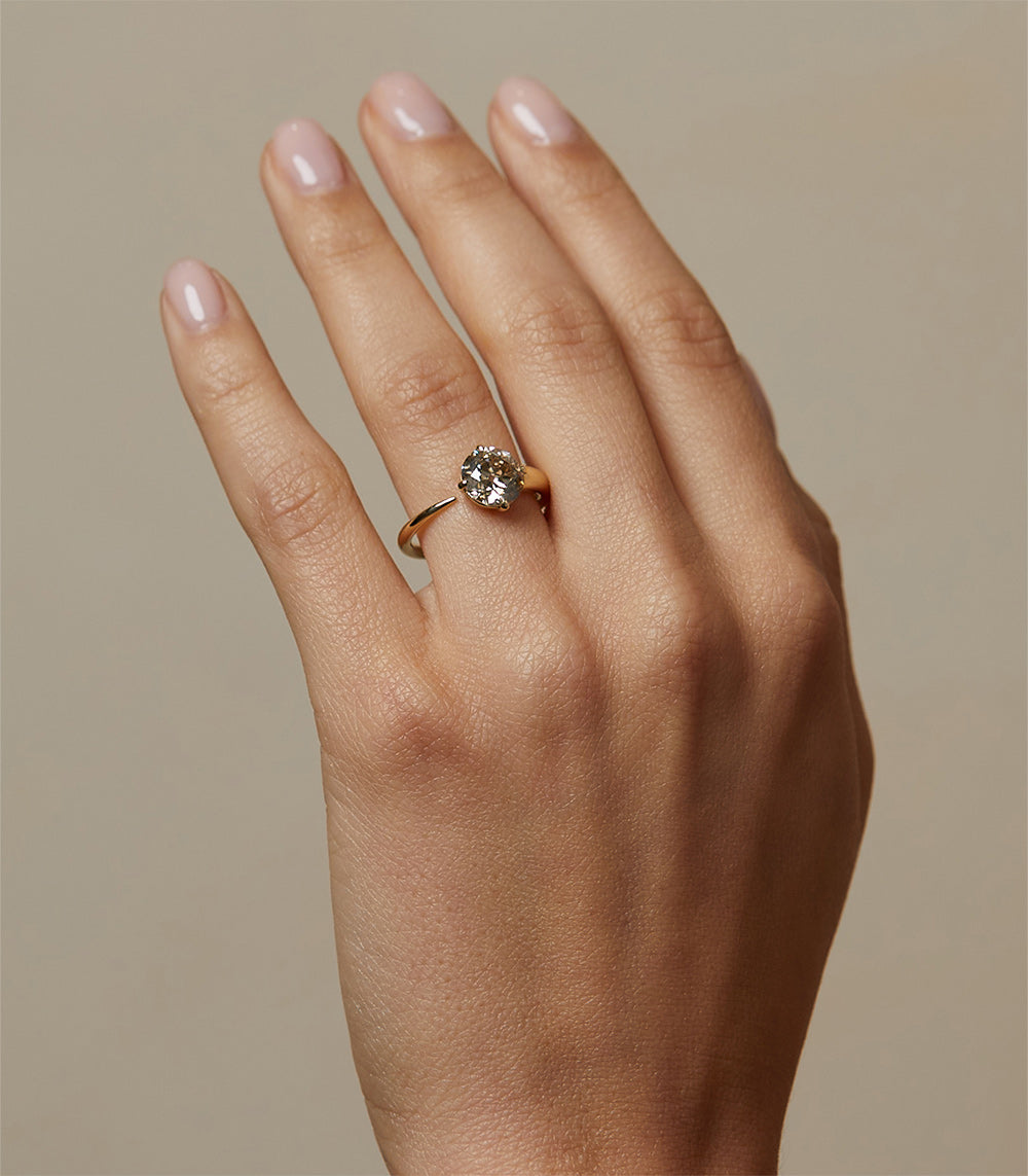 2 Carat Sloane Diamond Ring with Champagne Diamonds - Elegant Engagement & Wedding Ring for Women