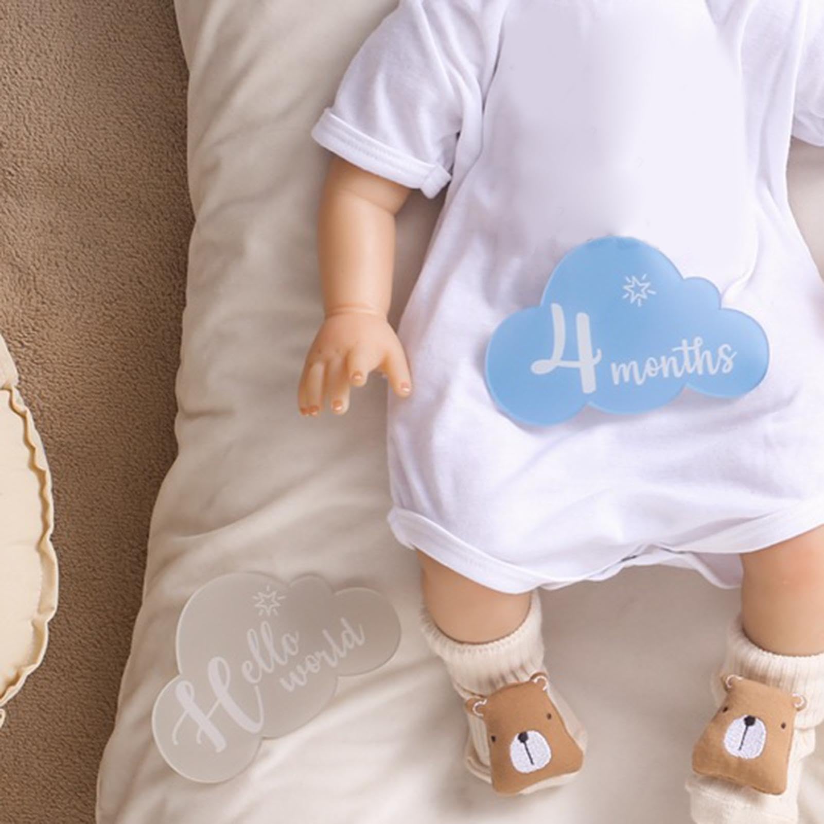 Acrylic Baby Month Milestone Photo Cards - Cloud-Shaped Monthly Marker Signs for Newborns & Infants | Perfect for Baby Shower, First Birthday, and Monthly Photo Props (Boy & Girl)