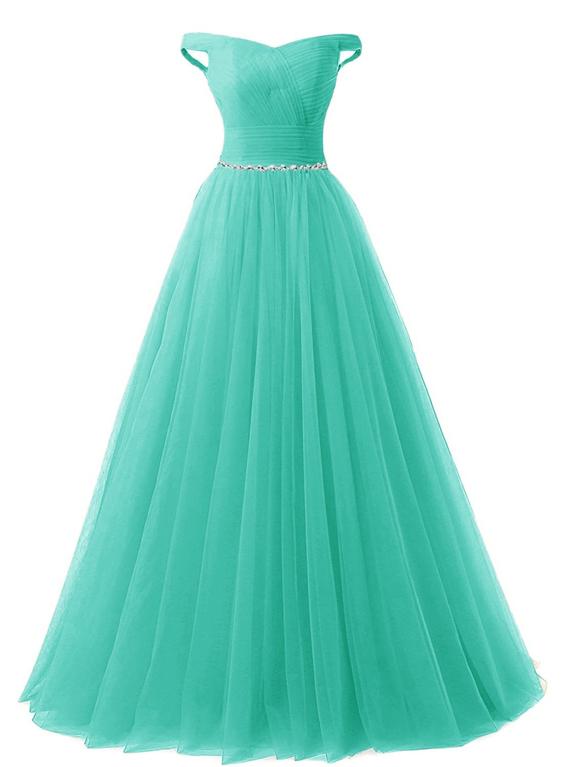 Elegant APXPF Women's Long Tulle Crystal Formal Prom Dress - Quinceanera Ball Gown for Weddings, Homecoming & Special Occasions
