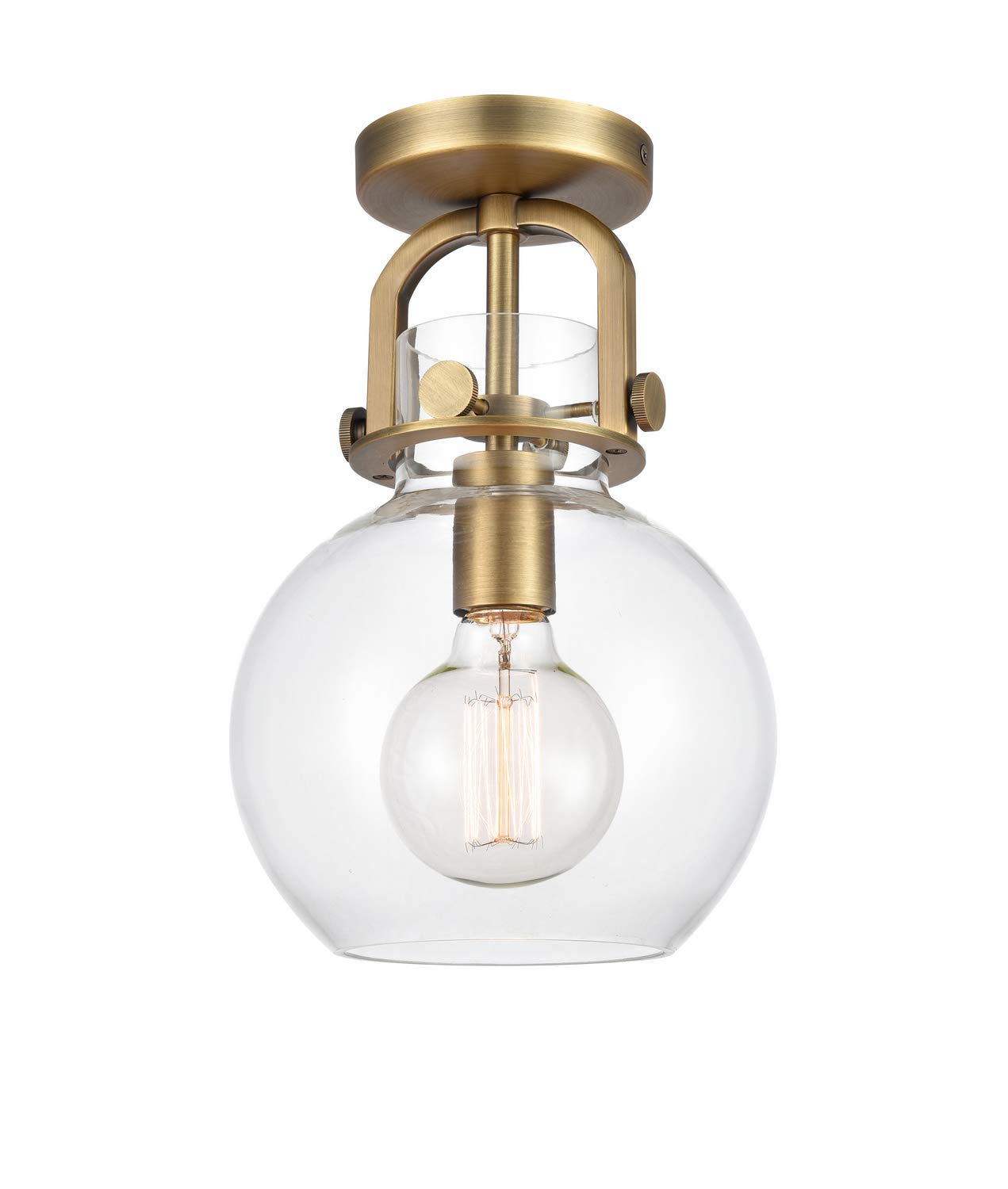 410-1F-BB-8CL-LED Bare Bulb 1 Light Cord Set in Brushed Brass Finish - Vintage Edison Style Pendant Lighting for Cafe, Restaurant and Home Decor