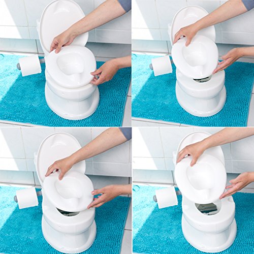 ToyLet Baby & Toddler Potty Training Toilet with Comfortable Seat, Lid, Flushable Wipes Storage & Paper Roll Holder - White | Ideal for Girls & Boys Learning Independence | Perfect for Home, Daycare & Travel Use