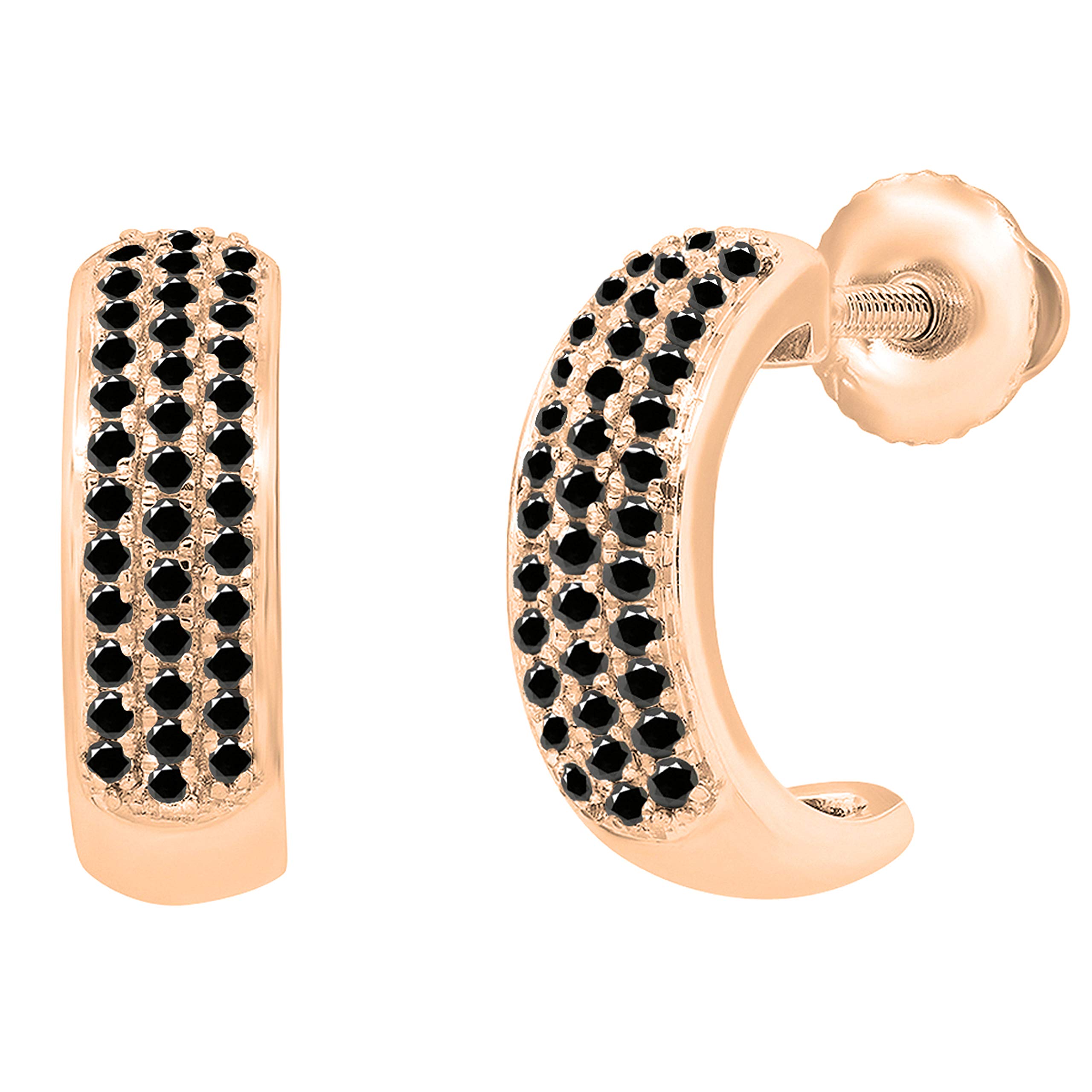 0.20 Carat Round Diamond Women's Huggie Hoop Earrings in 10K Solid Gold - 1/5 CT Elegant Everyday Jewelry for Gifts & Special Occasions
