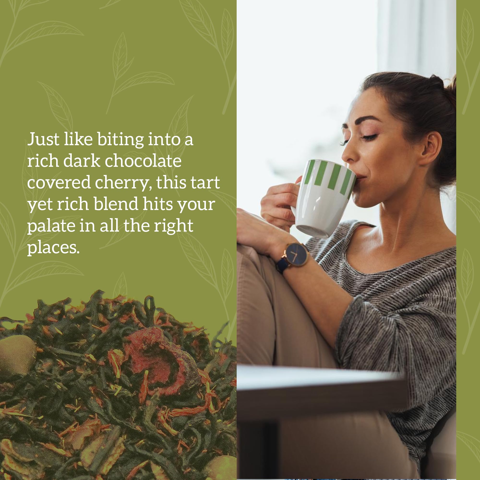 Dark Chocolate Cherry Pu-erh Tea - Loose Leaf Herbal Blend for Relaxation