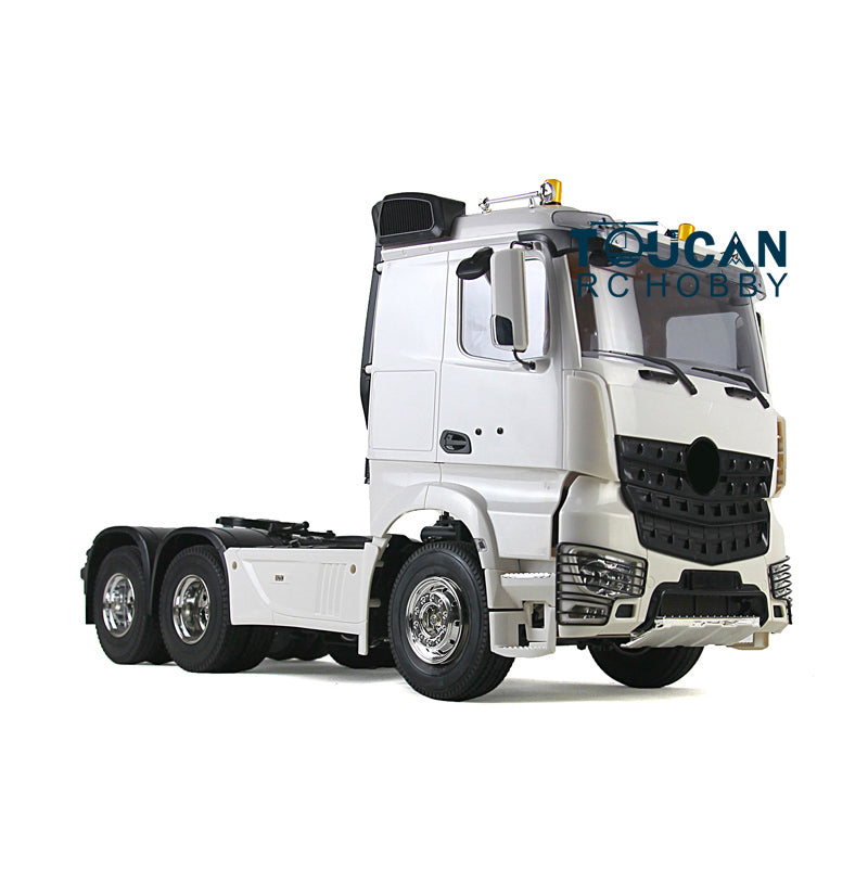 1/14 Scale 3 Axle Low Profile RC Tractor Truck with Trailer Kit - DIY Radio Controlled Construction Vehicle Model with 35T Electric Motor - Perfect for Hobbyists, Collectors & Off-Road RC Enthusiasts