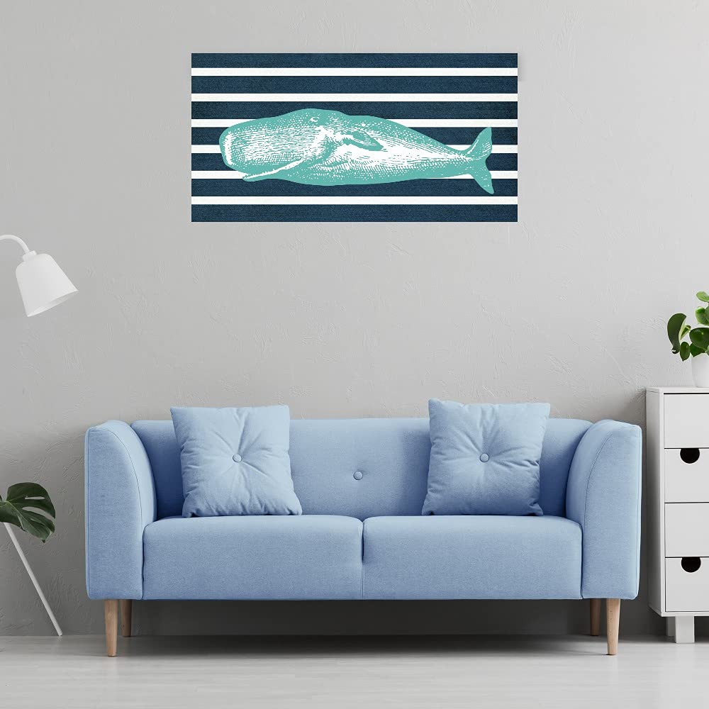 Whale Art Canvas Print - Ocean Themed Wall Decor by Brandi Fitzgerald - Ready to Hang 40x21 Inches - Perfect for Living Room, Bedroom, Office & Coastal Home Decor
