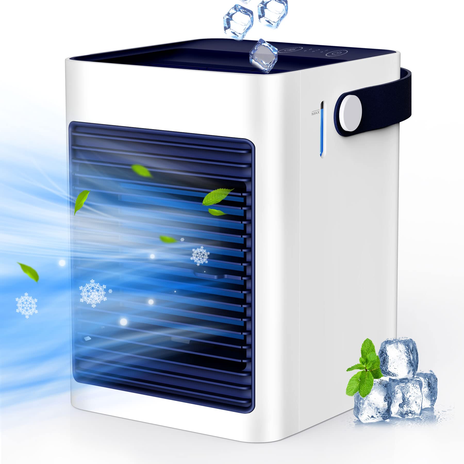 Portable Mini Air Cooler - 3-Speed Evaporative Cooling Fan with Handle, Personal Air Conditioner for Home, Office, Bedroom | Perfect for Summer, Travel & Outdoor Use