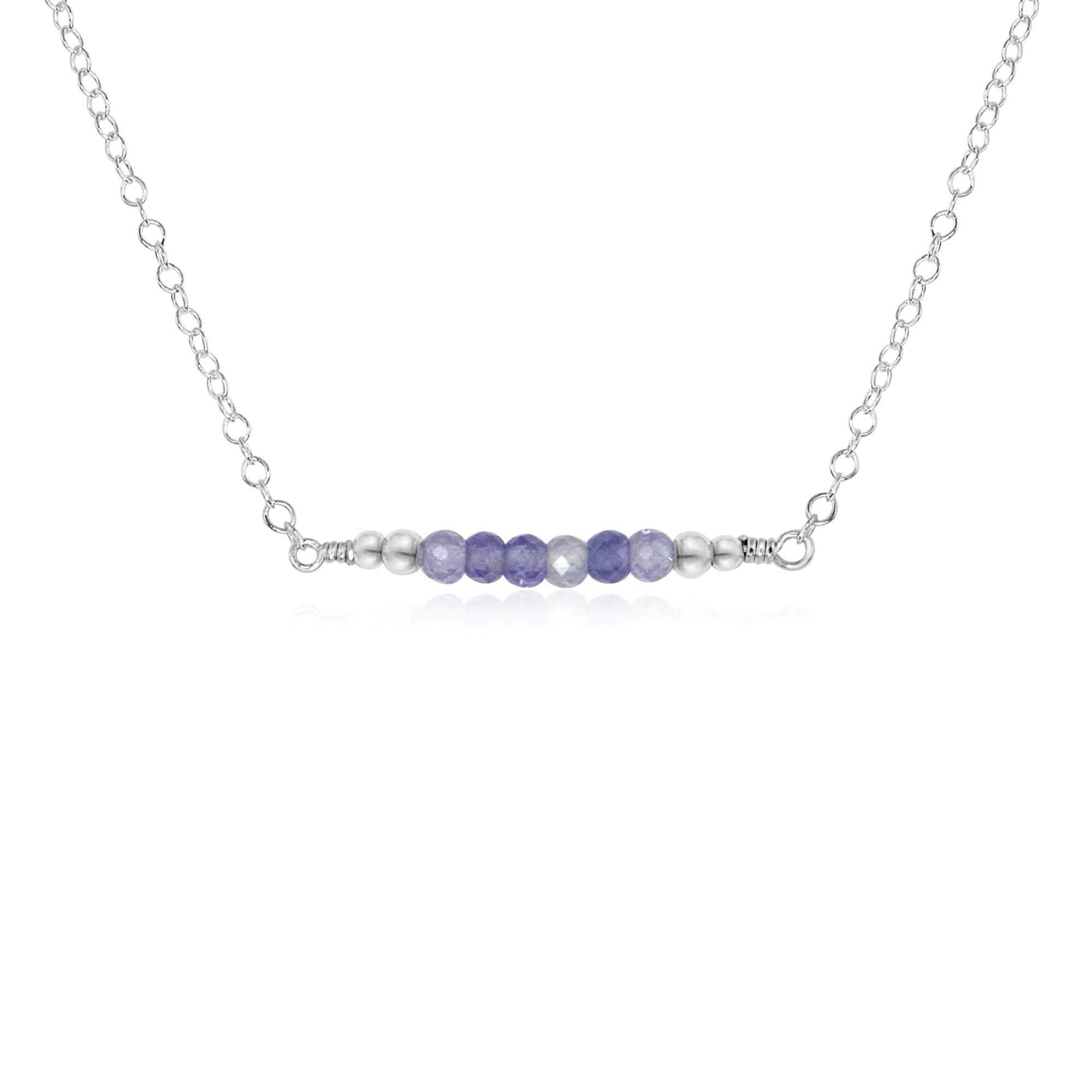 Sparkling Tanzanite Faceted Bead Bar Necklace - Elegant Handmade Jewelry for Women, Perfect for Weddings, Parties & Special Occasions