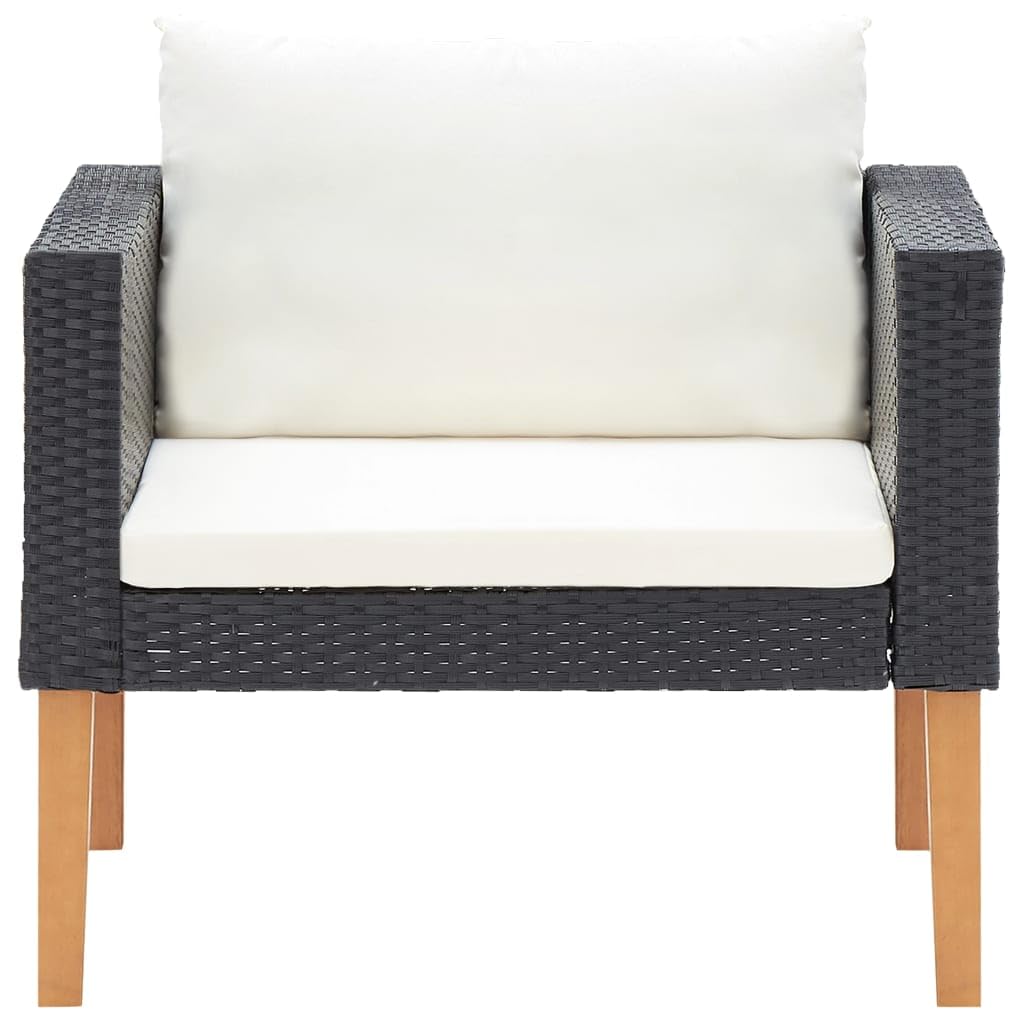 vidaXL Single Patio Sofa with Cushions - Durable Poly Rattan Outdoor Furniture, Weatherproof & Low Maintenance - Lightweight Modular Design for Patio, Garden, or Balcony - Black Frame with Cream White Cushions