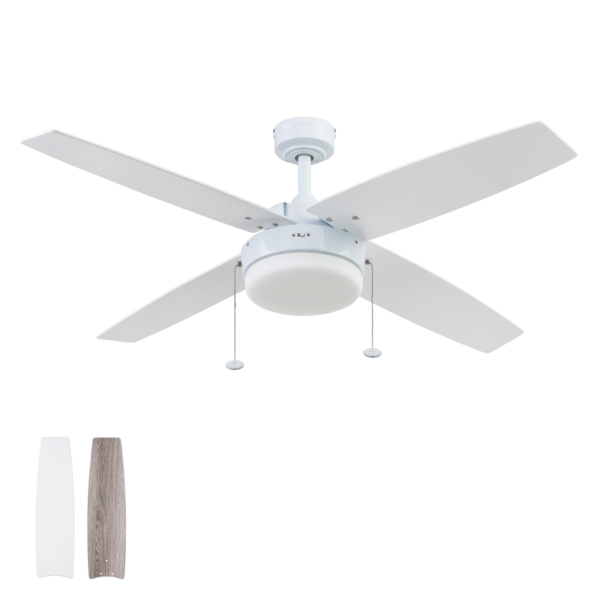 52 Inch Memphis White Ceiling Fan with Pull Chain - Perfect for Living Room, Bedroom, and Outdoor Spaces