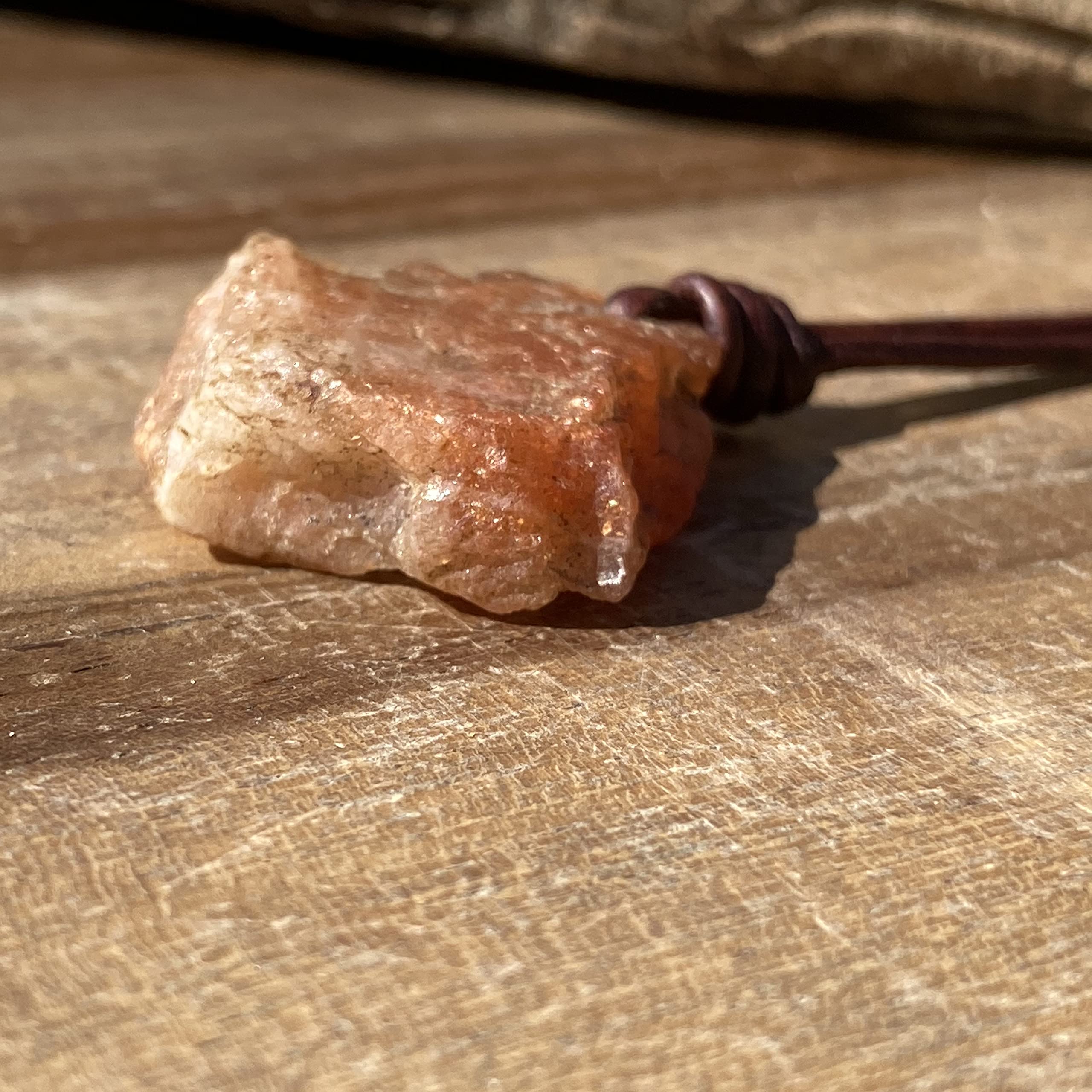 Sunstone Raw Necklace - Genuine Natural Healing Stone Jewelry for Women & Men | Spiritual Pendant for Emotional Protection & Balance | Rough Crystal Gemstone Gift for Best Friend (Piedra Del Sol) | Perfect for Meditation, Yoga & Energy Healing