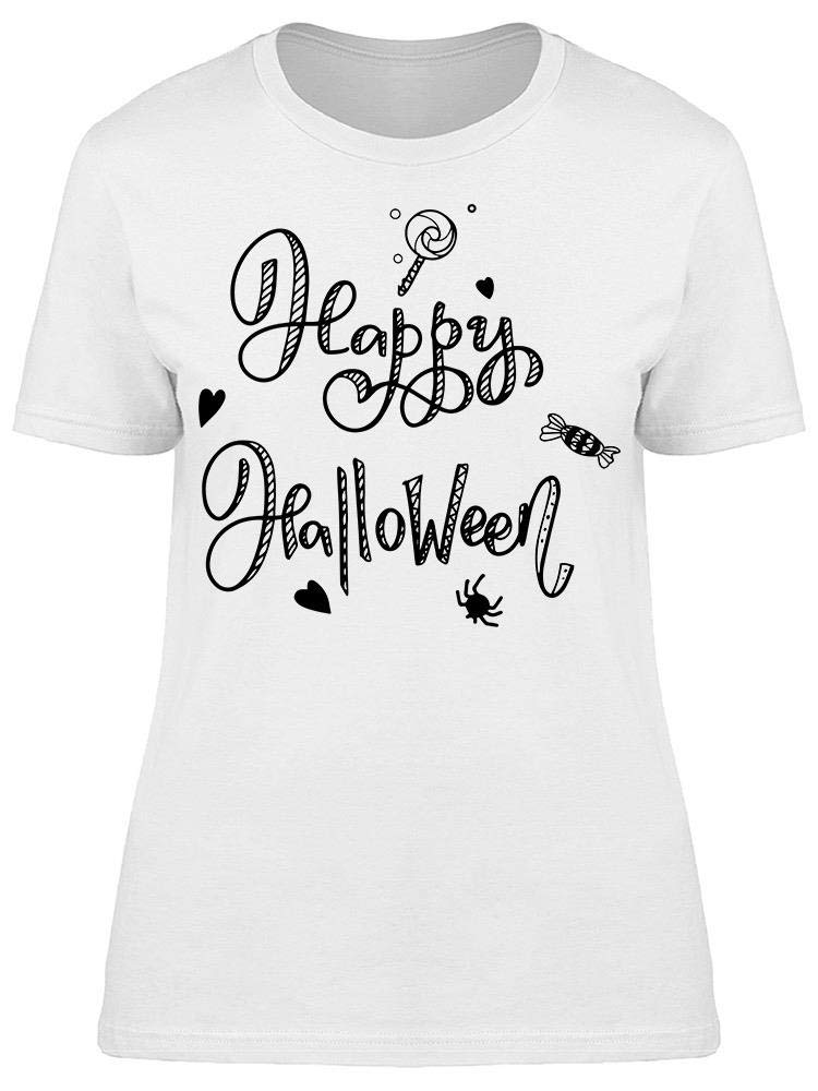 Smartprints Happy Halloween Candy T-Shirt for Women - Fun & Festive Halloween Party Outfit