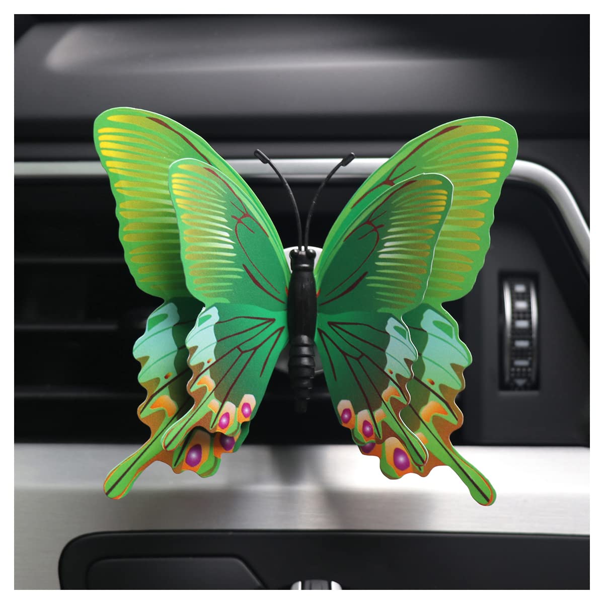 Queenbox Plastic Butterfly Car Perfume Clip - Air Freshener Diffuser for AC Vents & Home Decor, Aromatherapy Vent Clip in Green - Perfect for Cars, Offices & Small Spaces