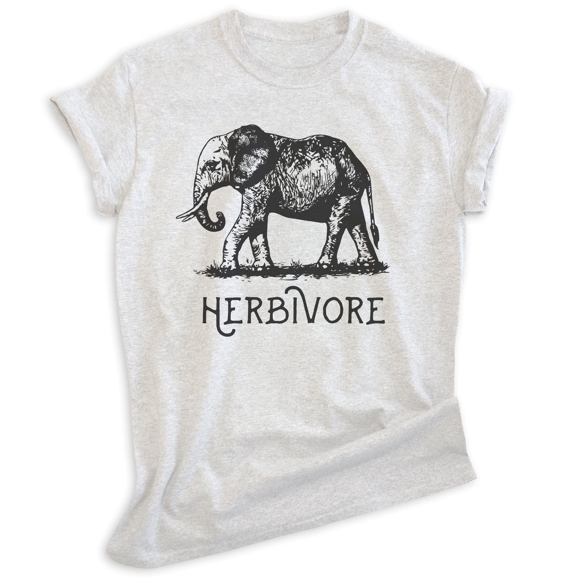EVERTREE CLOTHING Herbivore Elephant Graphic T-Shirt - Vegan Animal Rights Unisex Tee for Men & Women - Perfect for Animal Lovers, Veganism Supporters and Eco-Friendly Fashion