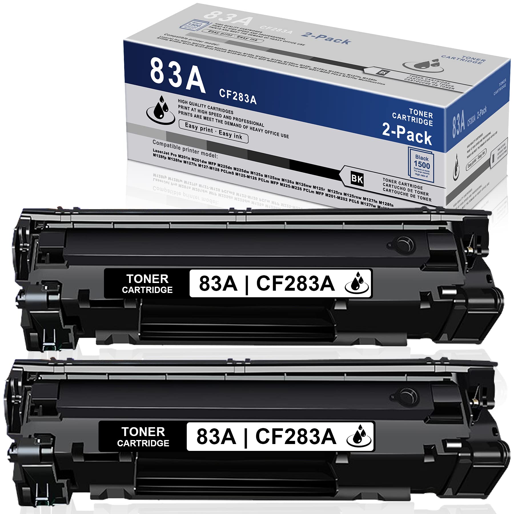 High Yield 83A Black Toner Cartridge 2-Pack - Compatible with HP Pro M201n, M201dw, M225dn, M225dw, M125 Series & More - Perfect for Home Office Printing & High-Volume Documents