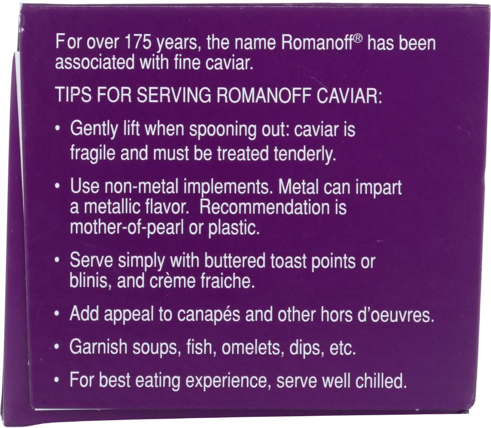 Premium Romanoff Black Lumpfish Caviar - 2 oz Jar (Pack of 12) | Gourmet Seafood Delicacy for Special Occasions & Fine Dining