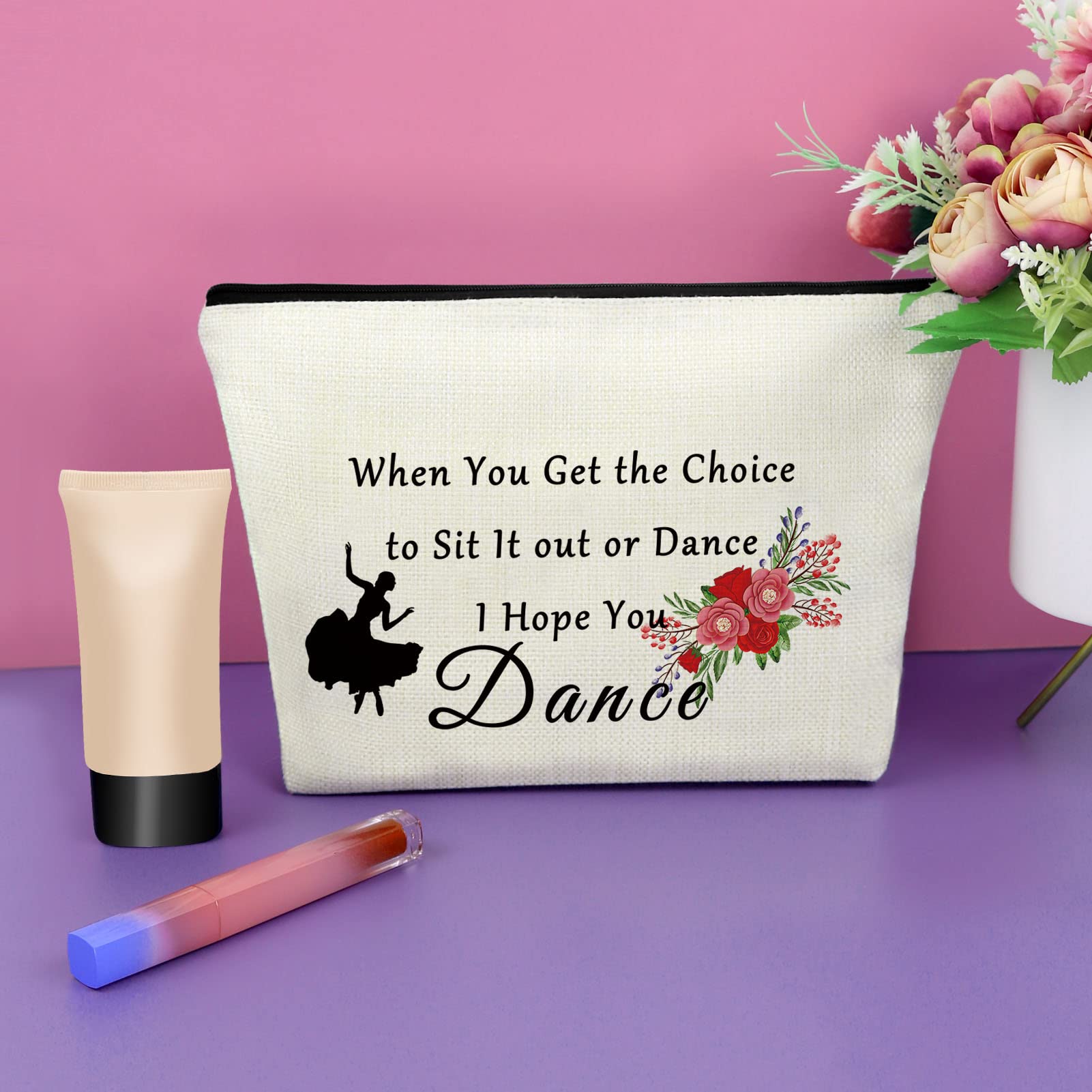 Sazuwu Dance Makeup Bag for Women - Perfect Gift for Dance Lovers, Dance Teams & Teachers - Cosmetic Travel Bag for Dance Recitals, Birthdays, Graduation & Christmas - Ideal for Dance Classes, Performances & Travel Accessories