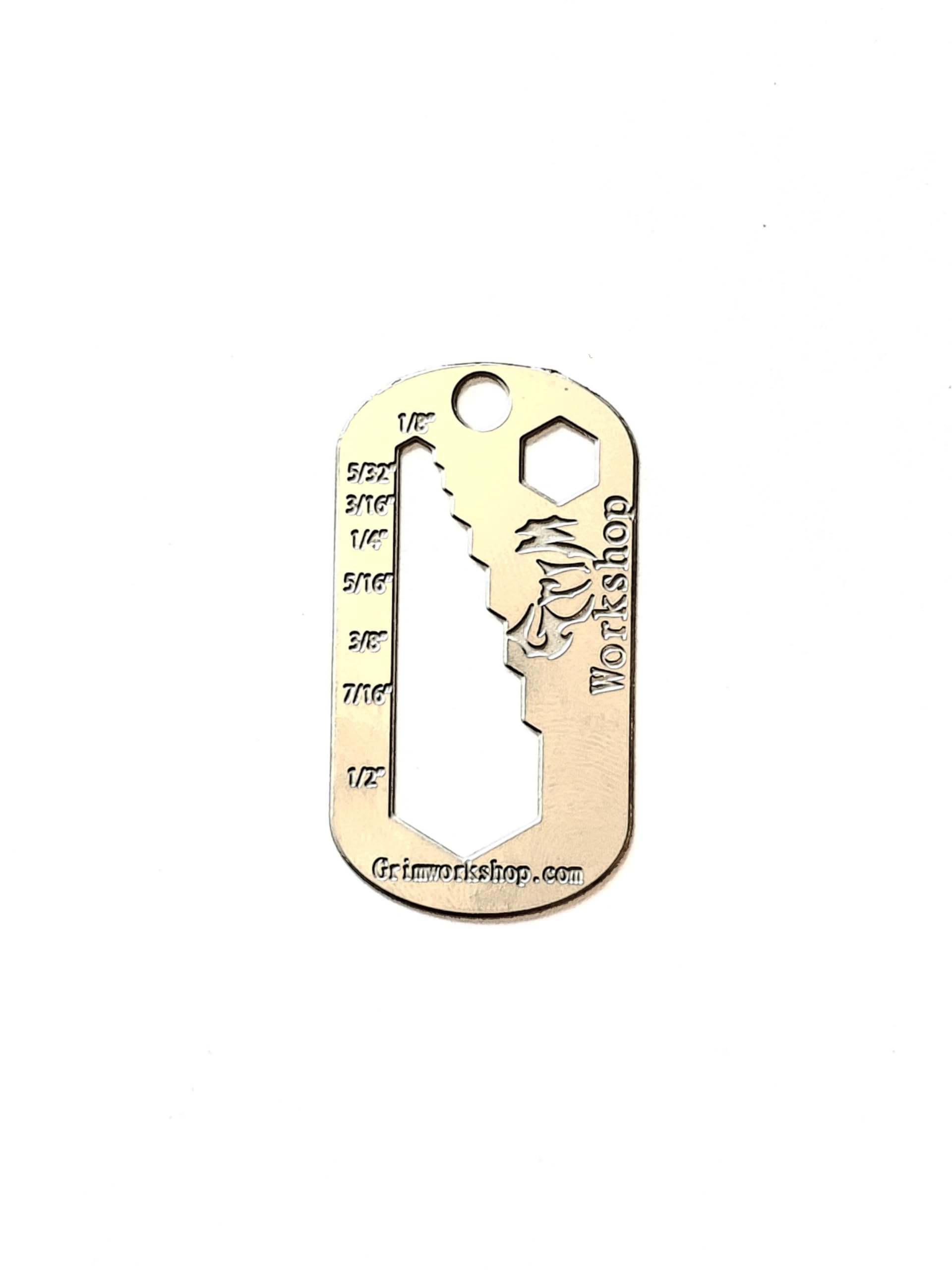 Grim Workshop Multi-Wrench Dog Tag Survival Necklace - EDC Multi-Tool with 12 Functions - Compact Emergency Gear for Outdoor, Camping & Everyday Carry (EDC) - Perfect for Hiking, Survival Kits & Tactical Use