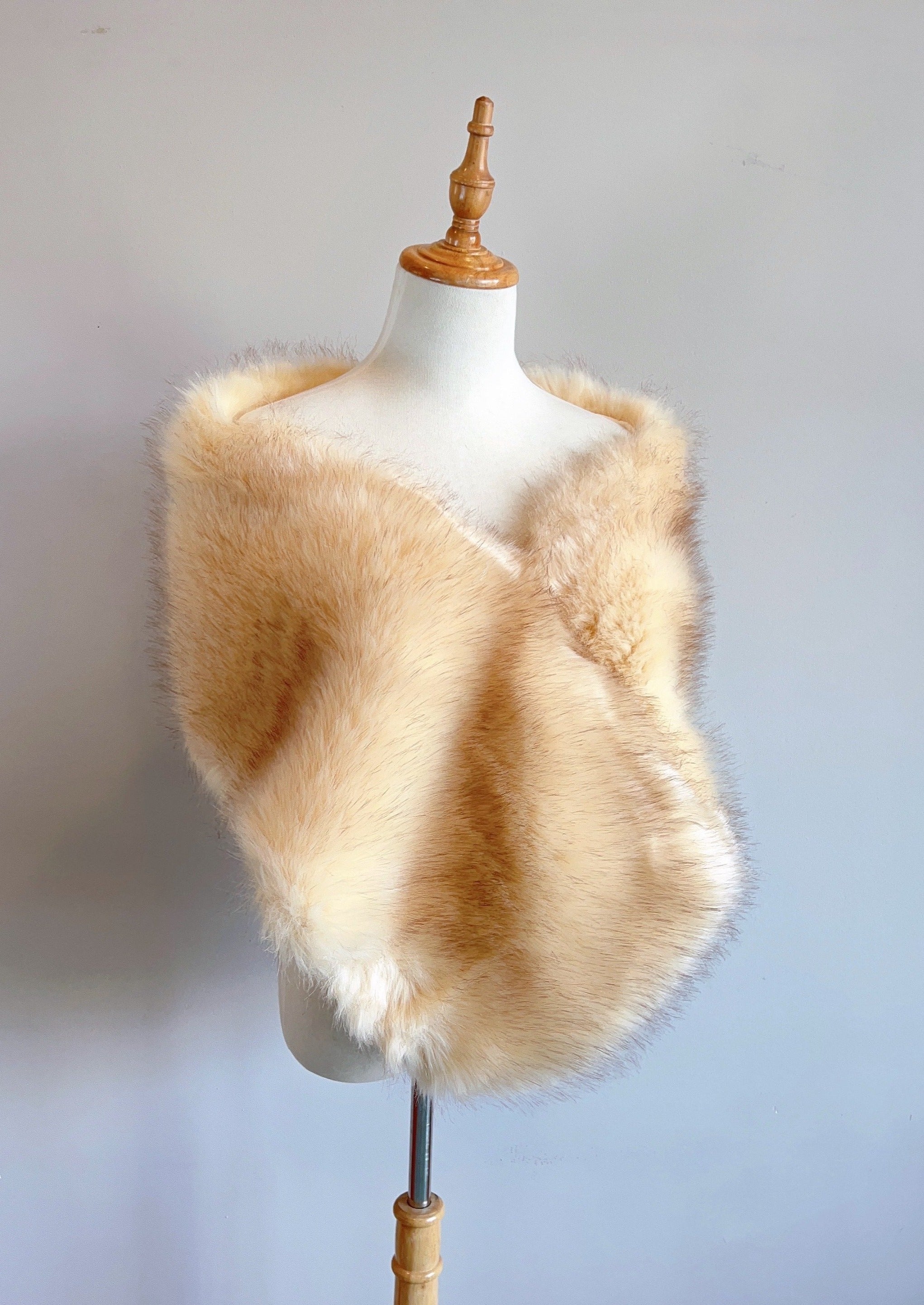 Elegant Champagne Fur Shawl Wrap - Soft & Luxurious Winter Accessory for Women | Perfect for Parties, Weddings & Evening Events