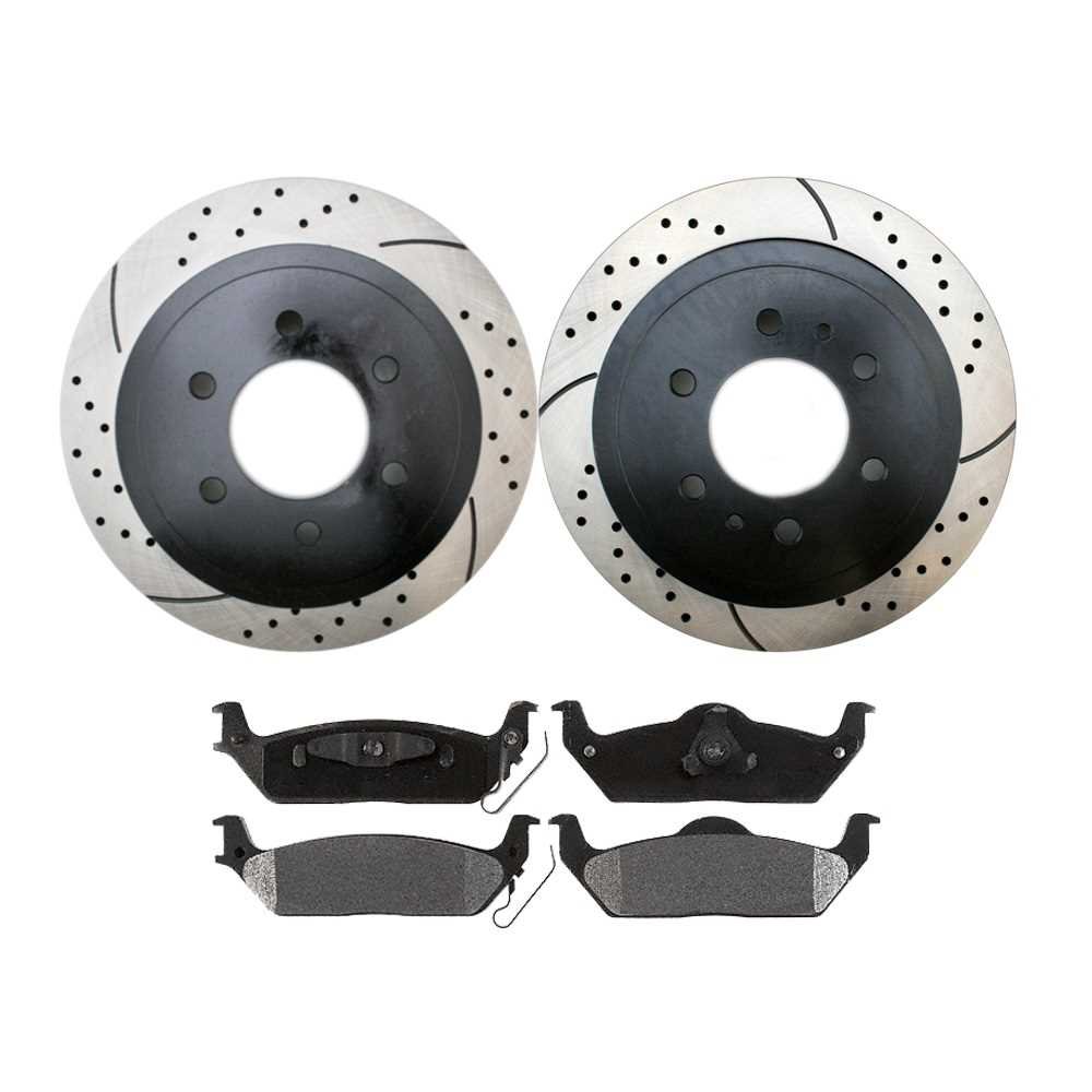 UGJGXAI 2004-2010 2011 Rear Drilled & Slotted Brake Rotors with Performance Brake Pads - High-Performance Braking for Cars, Trucks & SUVs | Perfect for Racing, Towing & Daily Driving