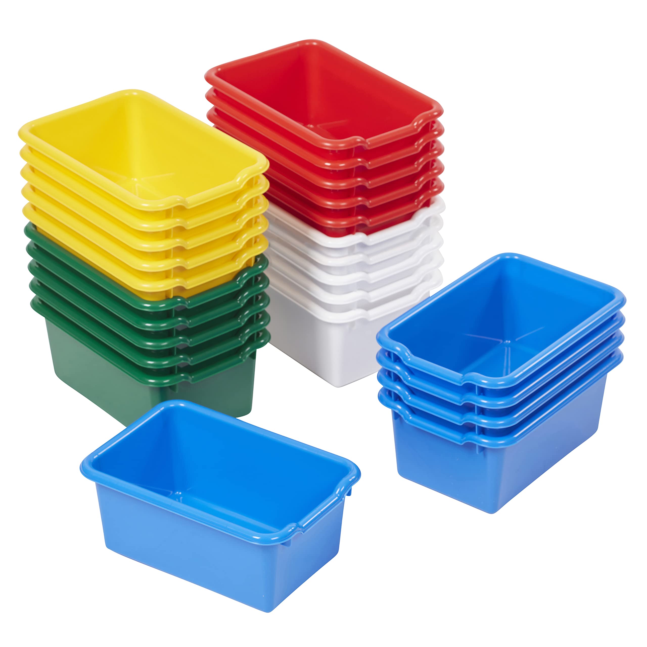 ECR4Kids Scoop Front Storage Bins - 25-Piece Set for Classroom, Playroom & Home Organization - Colorful Multipurpose Storage Containers for Toys, Books & Supplies