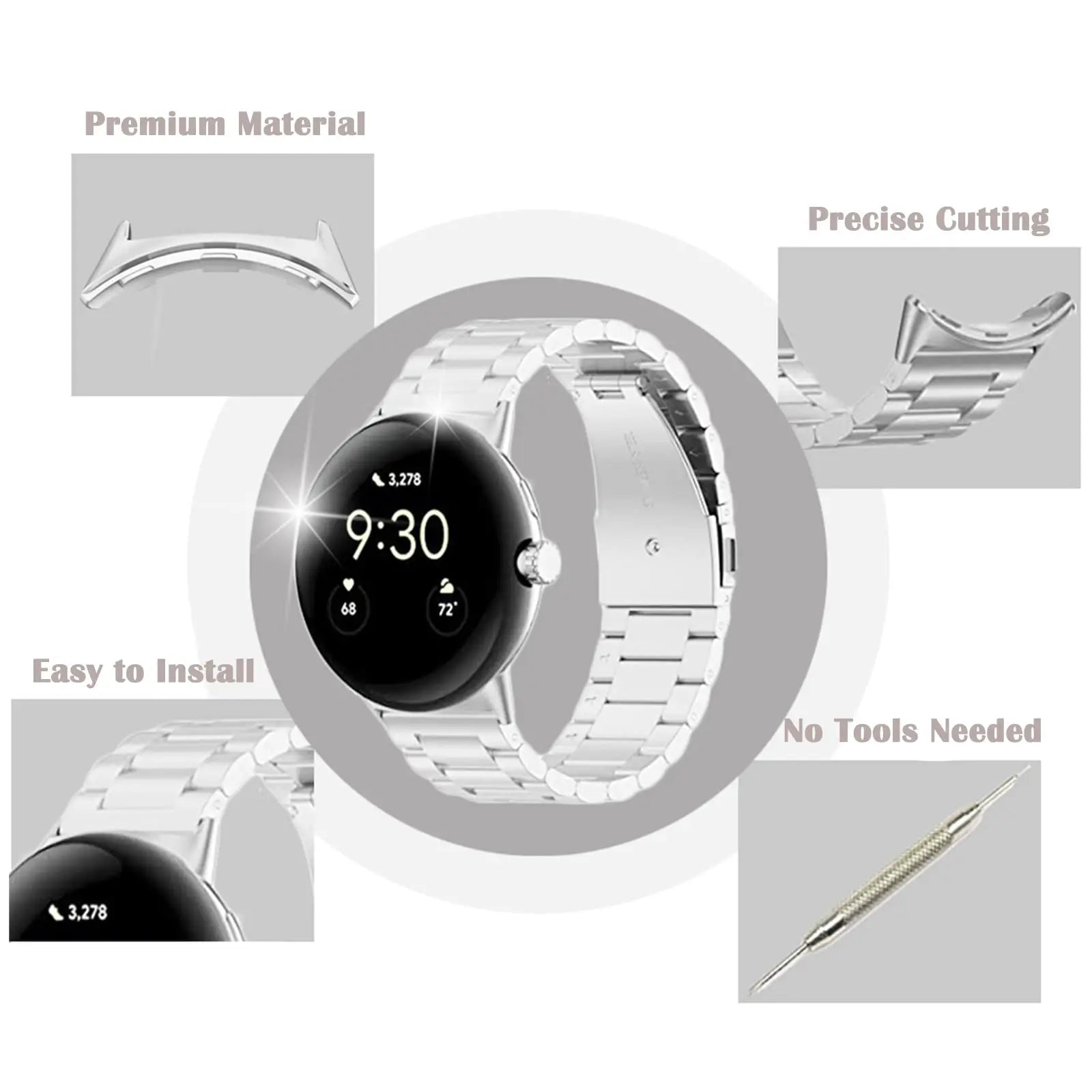 20mm Metal Watch Band Connectors for Google Pixel Watch - Premium Stainless Steel Replacement Clasps for Secure Fit - Perfect for Workouts, Outdoor Activities & Daily Wear