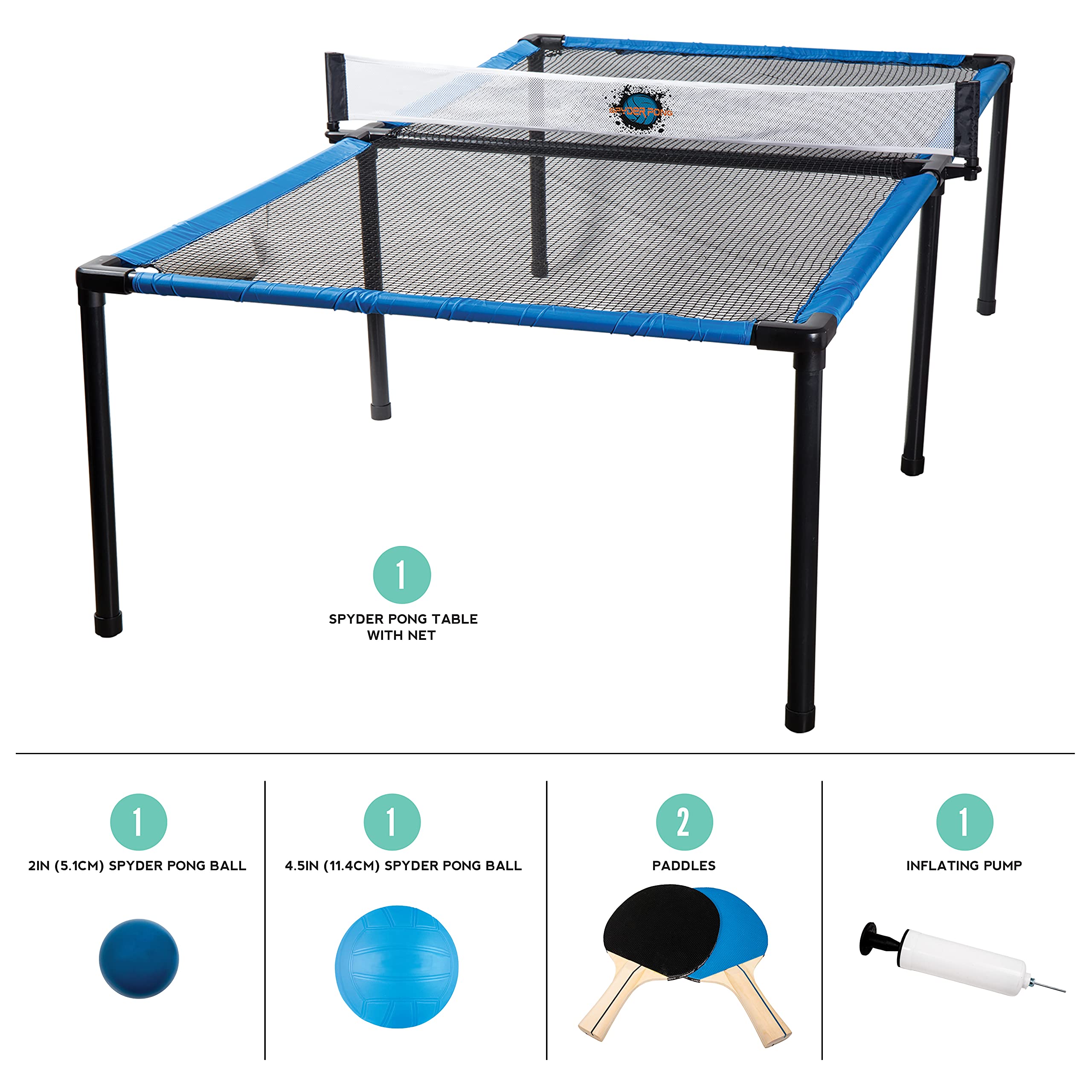 Franklin Sports Spyder Pong Tennis Set - Outdoor & Indoor Table Tennis Game for Kids & Adults - Includes Net, Paddles, Balls & Portable Table - Perfect for Backyard, Beach, Park, Living Room & Family Game Night
