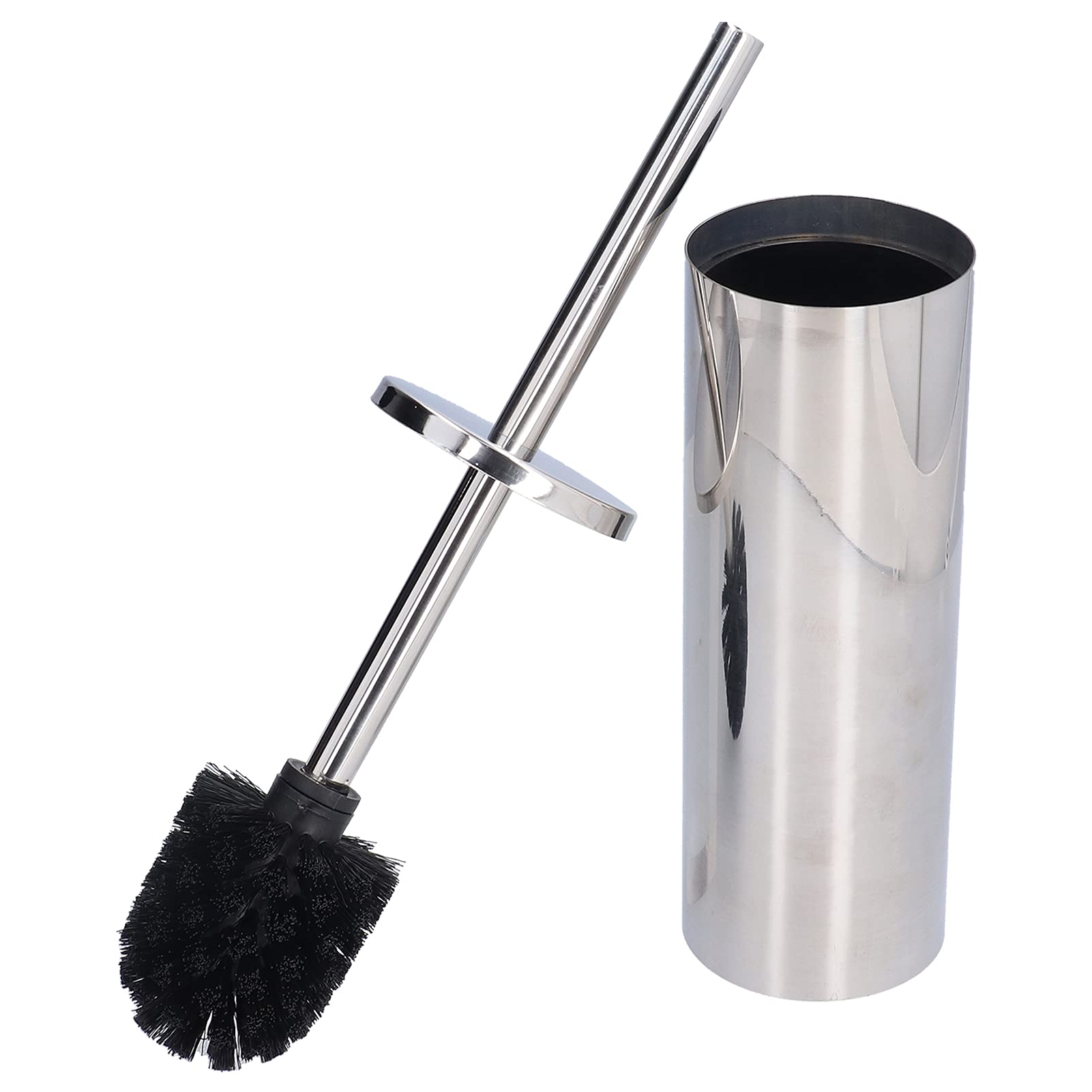 Stainless Steel Toilet Brush and Holder Set with Long Handle - Bathroom Cleaning Brush for Deep Toilet Bowl Scrubbing | Mirror Finish | Ideal for Home, Apartment & Commercial Restrooms