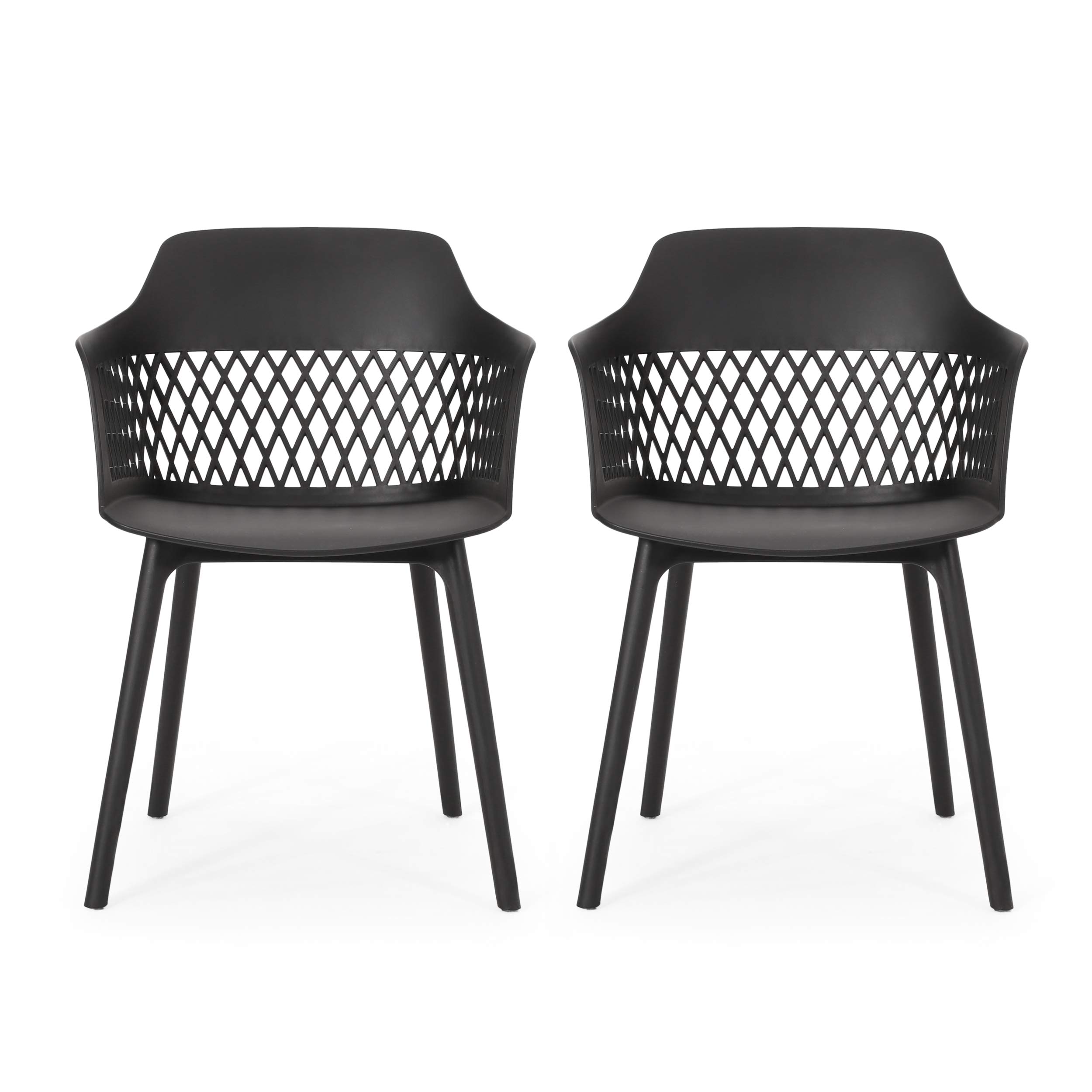 Christopher Knight Home Madeline Outdoor Dining Chairs (Set of 2) - Weather-Resistant Black Patio Furniture for Garden, Poolside, and Backyard Dining