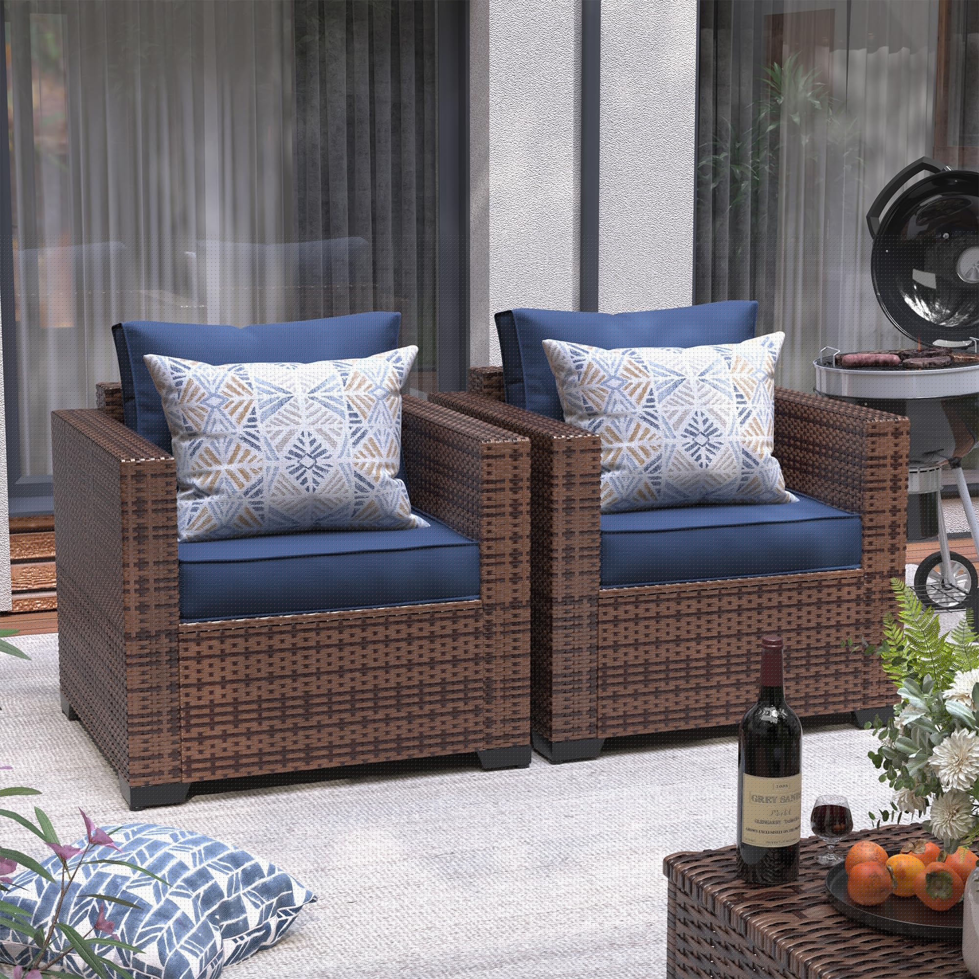 UDPATIO All-Weather Wicker Single Sofa - Outdoor Rattan Sectional Couch with Non-Slip Cushion, Deep Seating & High Back - Perfect for Patio, Garden, Poolside or Balcony Relaxation